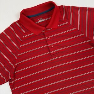 Under Armour Mens HeatGear Striped Polo Shirt Red Navy Blue White Medium MD